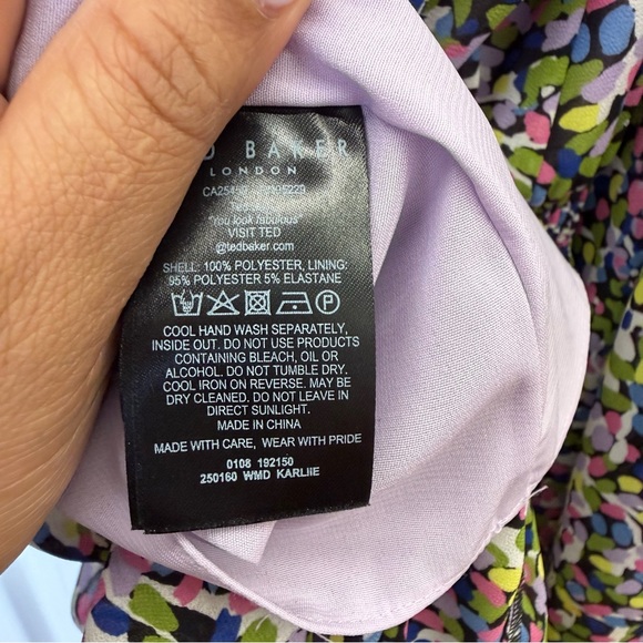 Ted Baker London Karlie Floral Confetti Print Long Sleeve Waist Mini Dress 2 - Picture 6 of 6